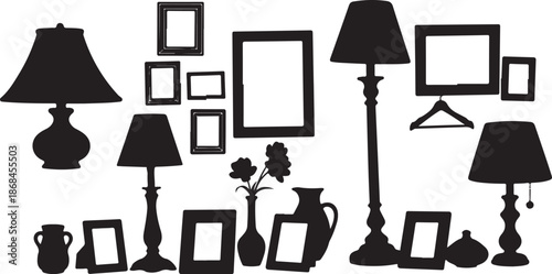 Silhouette of home decor items and picture frames