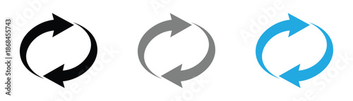 Three arrows in circular motion with modern design. creating a seamless loop that symbolizes an ongoing process of refresh, repeat, and continuous movement in a modern, abstract design. 