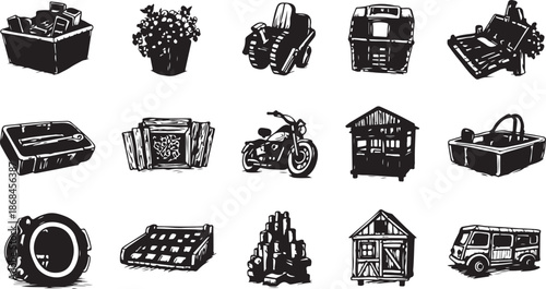 Farm Fresh Produce and Delivery Icons