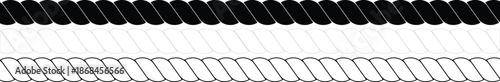 Set of rope symbol seamless black pattern. vector isolated 