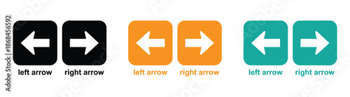 Navigation arrow icons for left and right directions. Modern navigation arrow icon set  for web design and app interfaces, forward, back, left, right symbol vector. 