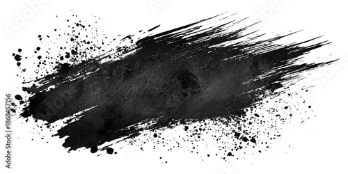 Abstract grunge brush stroke paint blot rough black texture .banner design artistic dirty splatter background .hand drawn ink stroke element for creative layout and artwork.