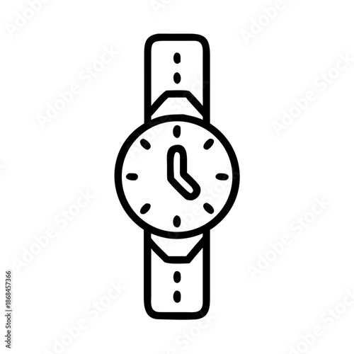 Clock line icon, black outline time and schedule symbol