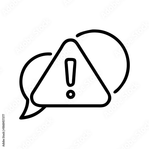 Error alert line icon, black outline system error and problem symbol