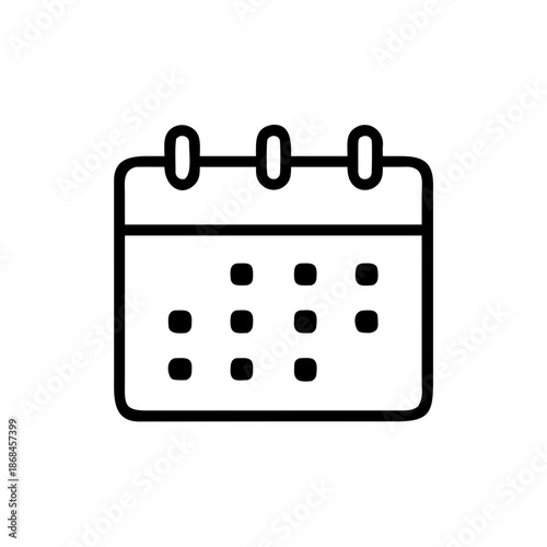 Schedule line icon, black outline planning and timetable symbol