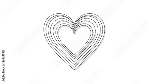 A minimalist heart shape created with layered lines, symbolizing love and affection.