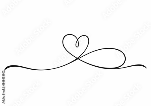 A black line drawing of a heart connected to a wavy line