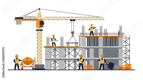 Construction Site with Crane and Workers 1.