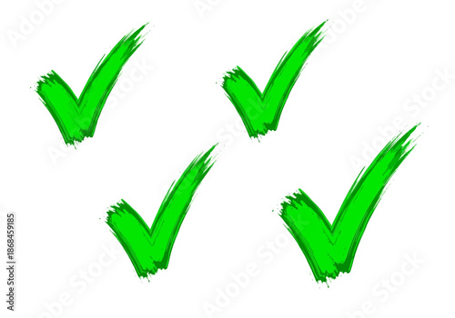 Green brush stroke checkmarks for approval and confirmation concepts