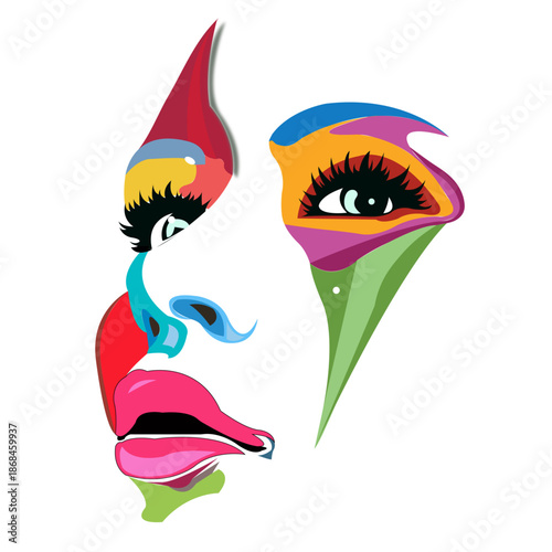 Colorful Geometric Woman Portrait Art