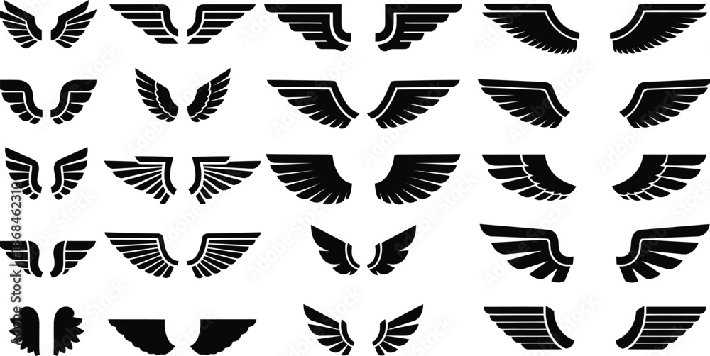Fototapeta premium Black Wing Logos and Symbols Collection