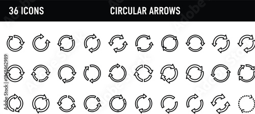 Circular Arrows Icon Set for Design and Navigation