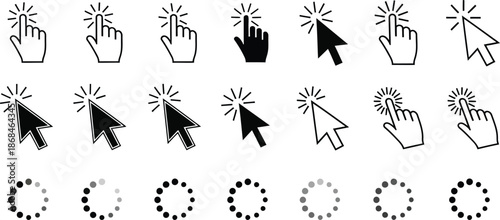 Computer Mouse and Touch Icons with Loading Indicators
