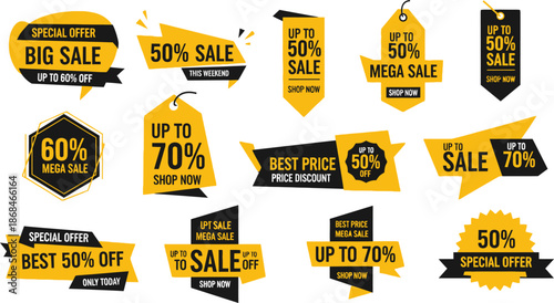 Sale and Discount Labels for Big Shopping Offers