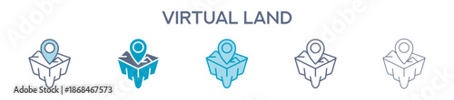 Virtual Land Element For Design Graphic - Multi Styles. Vector Illustration Of Two Colored And Black. Multiple Icons Designs Can Be Used For Mobile, Ui, Web 