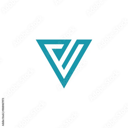 Sleek and modern abstract geometric logo design featuring a stylized letter P and V integrated within a bold triangular shape, representing progress and visionary concepts