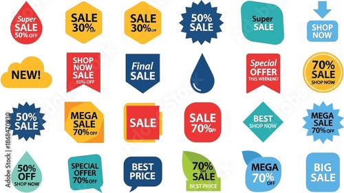 Sale and Discount Labels for Marketing and Advertising
