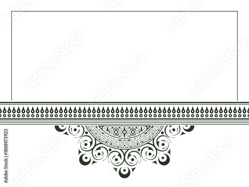 Ornamental Frame with Mandala and Border for Invitation Card Design