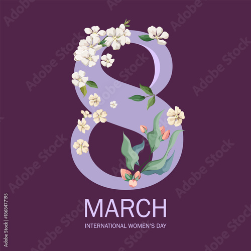 A greeting card from March 8th. International Women's Day. Vector illustration.