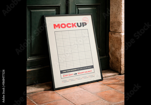 Frame Poster Mockup on the Floor Colonial Scene