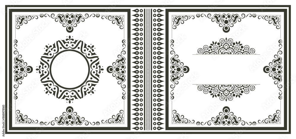 Fototapeta premium Elegant Ornamental Frame Border with Circle Element for Invitation Card Template