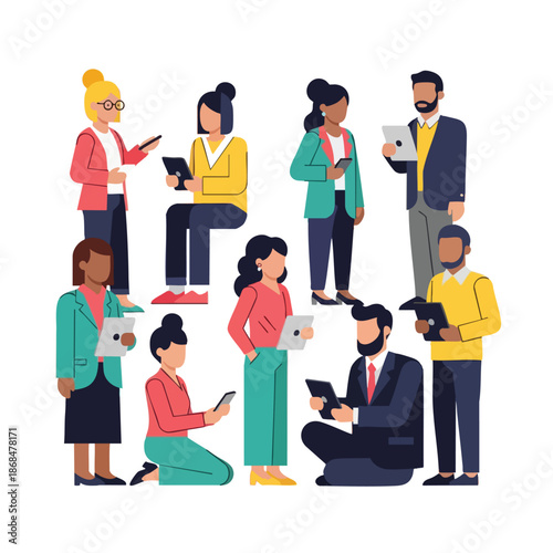 Diverse Professionals Using Mobile Devices