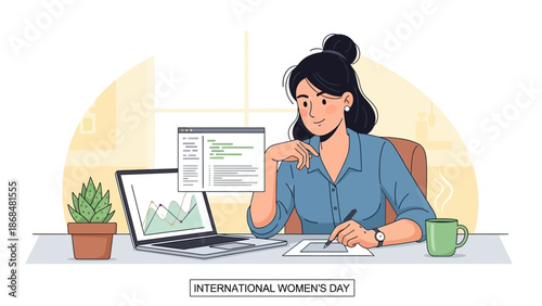 Happy International Women's Day Illustration Celebrating Women in Technology and Business