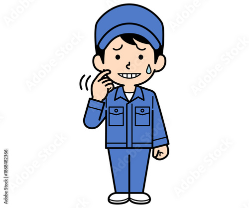 動揺するシンプルな作業員の男性