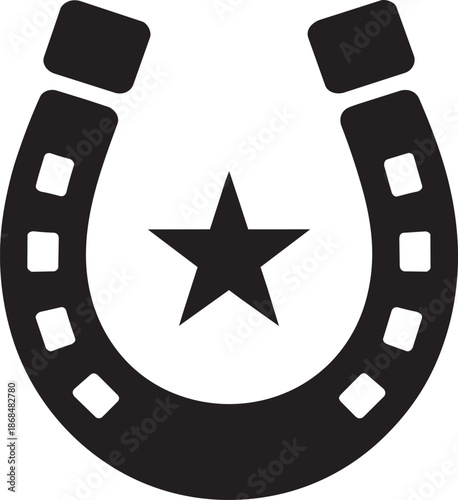 Horseshoe with a star in the middle, good luck charm and western symbol