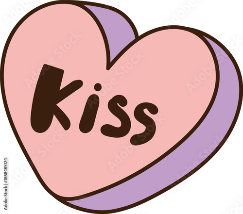 Groovy Heart Candy Kiss Text