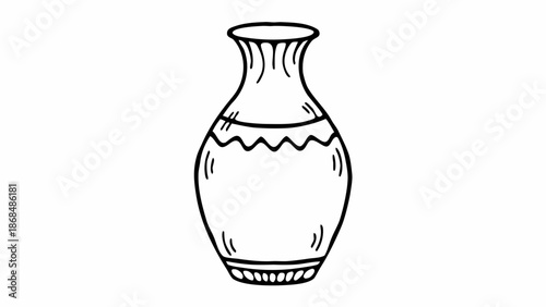 Simple line drawing of a vase on a white background