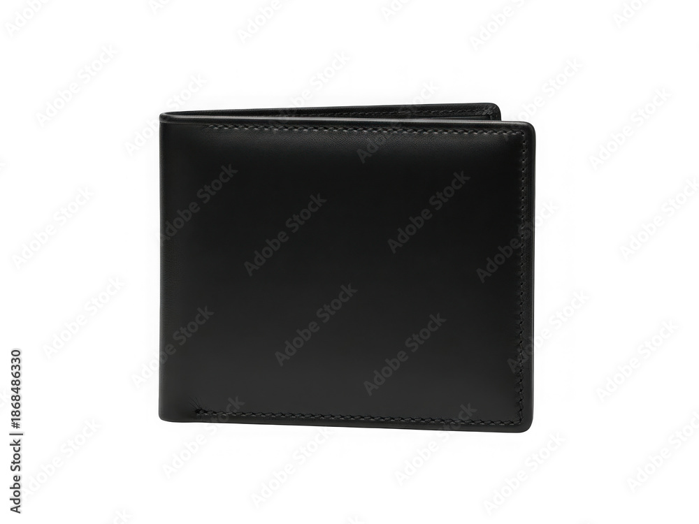 Fototapeta premium Black leather wallet isolated on transparent background