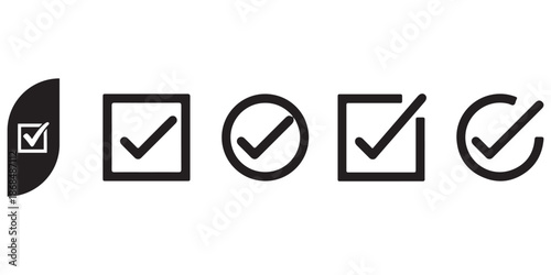 Check mark icon set. Check box icon with right and wrong buttons and yes or no checkmark icons in green tick box and red cross. vector illustration .