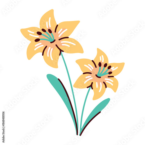 Exotic summer flowers with vibrant petals and spots. Beautiful lilies for botanical art, interior design, and gifting during special holidays and events.