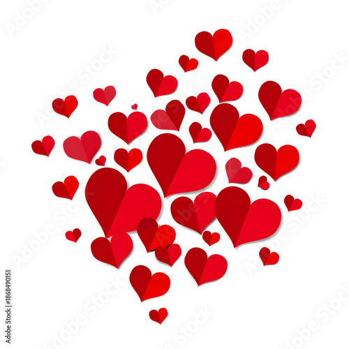 Burst of red hearts expressing love and affection