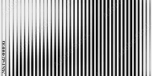 Striped halftone gradation background. Vertical line texture with smooth density shift. Gradient transition lattice for modern cover and overlay design.