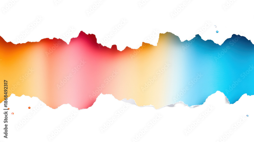 Obraz premium Torn Paper with Gradient Colors on Transparent Background