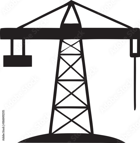 Construction tower  icon crane symbol for building site, engineering, and urban development.