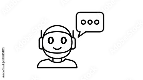 Chatbot Assistant Icon – AI Customer Support Line Illustration