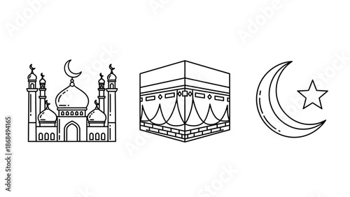 Open Holy Book on Stand Icon – Islamic Education Line Illustration