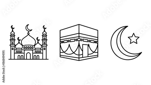 Open Holy Book on Stand Icon – Islamic Education Line Illustration