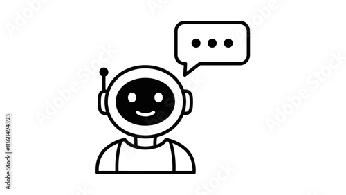 Chatbot Assistant Icon – AI Customer Support Line Illustration