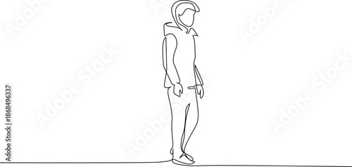 Person standing with hands in pockets Vector