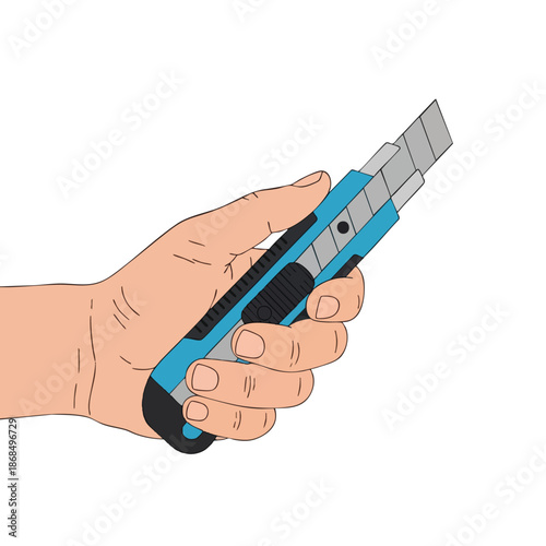 Hand holding a utility knife