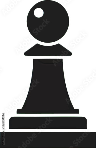 Stylized Black Chess Pawn Isolated on White Background - Simple Graphic Illustration for Strategy, Gaming, and Business Concepts