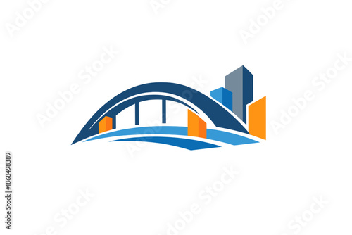 Illustration of an abstract bridge logo design template, a usable logo for an architecture company and an industrial building contractor