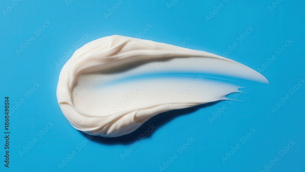 Fototapeta premium A macro shot of a white seashell object isolated on a blue paper background with a clean beauty aesthetic