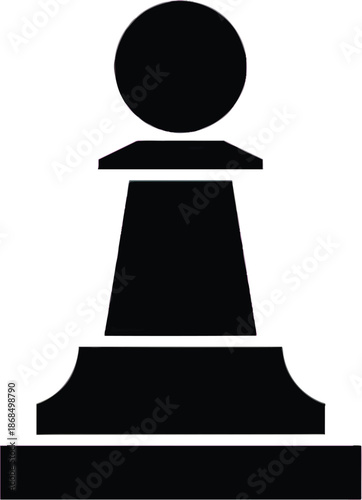 Black Chess Pawn Silhouette. Isolated Graphic Icon on White Background Representing Strategy, Business, Challenge, Competition, and Problem Solving Concepts.
