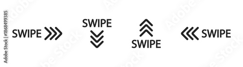Swipe Arrow Icon Set for Mobile App, Web, and Social Media UI, Modern Digital Interface, Isolated on Transparent Background