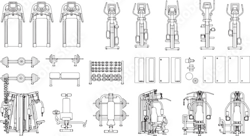 An detailed illustration of modern fitness equipment, ideal for showcasing the latest exercise technology and design.